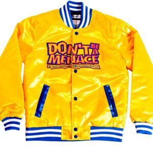 Headgear Classics Bomber Jacket Don't Be A Menace Loc Dog Satin Jacket Small